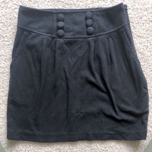 Black Bodycon Skirt with Button Details